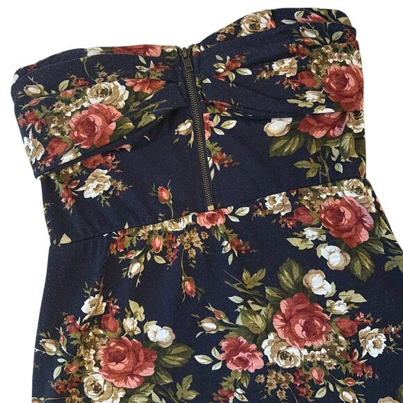Nella Fantasia Size L - Strapless Floral Top Navy/Pink - Picture 2 of 5